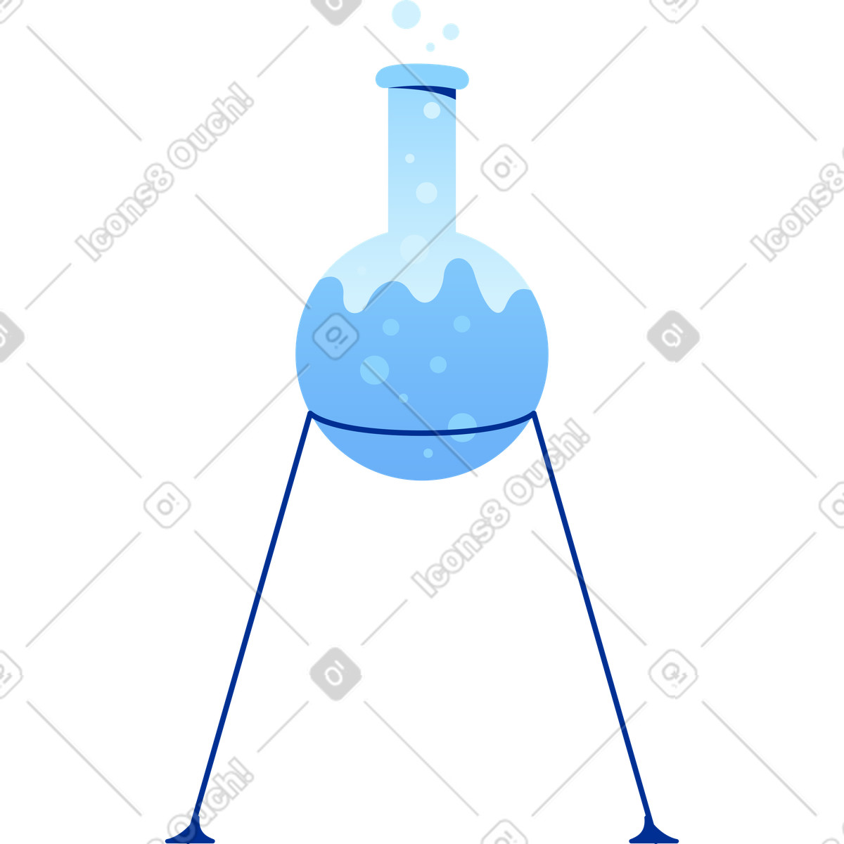 Boiling flask on tripod illustration in Glossy style download in PNG, SVG