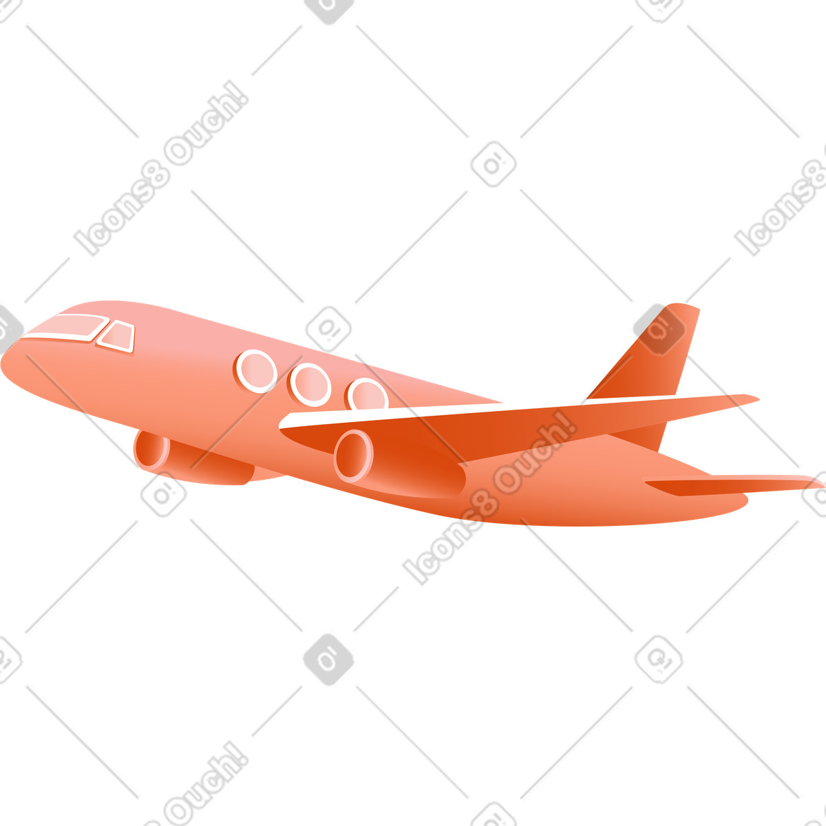 Large passenger plane illustration in Orange style download in PNG, SVG