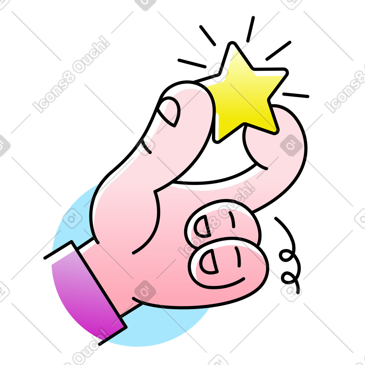 Ilustración Mano sosteniendo una pequeña estrella en estilo Pocus a descargar en PNG y SVG