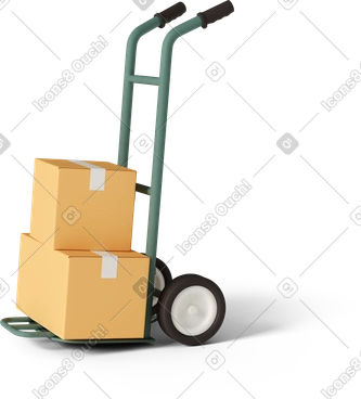 Trolley with two cardboard boxes PNG, SVG