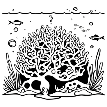 An underwater scene depicting a complex structure resembling the limbic system, crafted from vibrant coral reefs. Various species of fish, including schools of smaller fish, swim around the coral formations, integrating seamlessly into the anatomy of the limbic system. Additional details include bubbles rising from the ocean floor and rays of light penetrating the water surface, illuminating the intricate coral shapes. The overall composition evokes a sense of biological coherence within a dynamic marine environment.