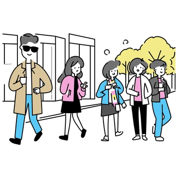 A busy city street with fashionable pedestrians in trendy attire