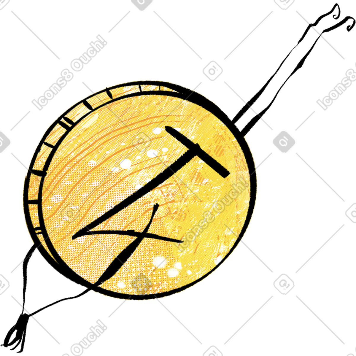 Illustration Coin diving dans le style Doobry à télécharger aux formats PNG, SVG