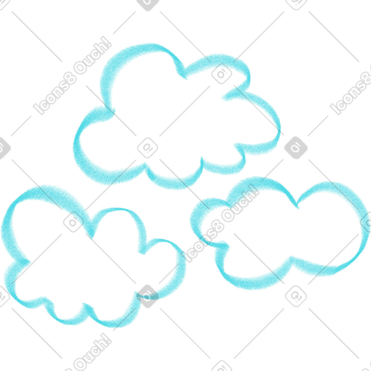Blue linear clouds-Illustration im Doodle-Stil als Download in PNG, SVG