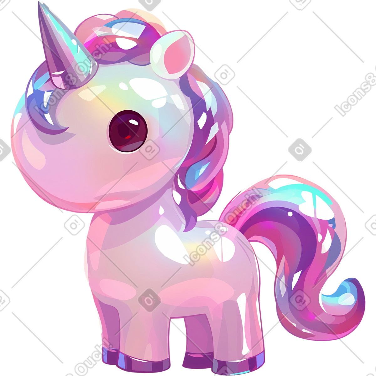 Cute unicorn illustration in Glazy style download in PNG, SVG