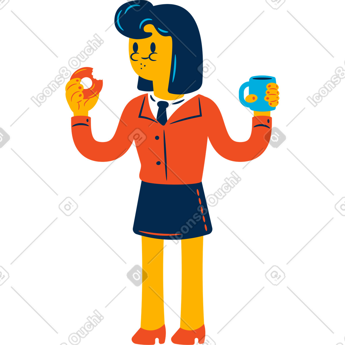 Illustration Femme affaires, manger dans le style Flame à télécharger aux formats PNG, SVG