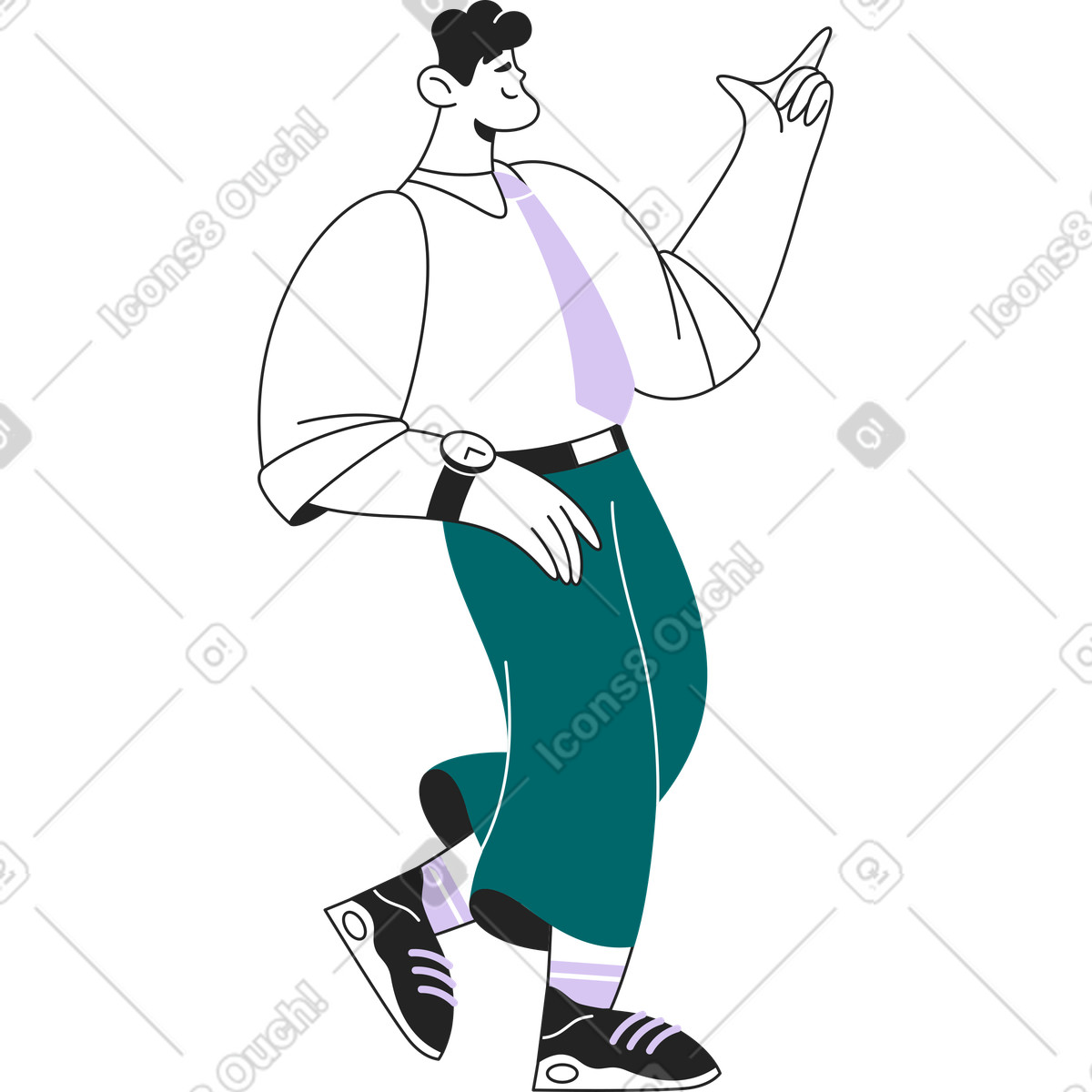Happy standing man illustration in Sammy Line style download in PNG, SVG