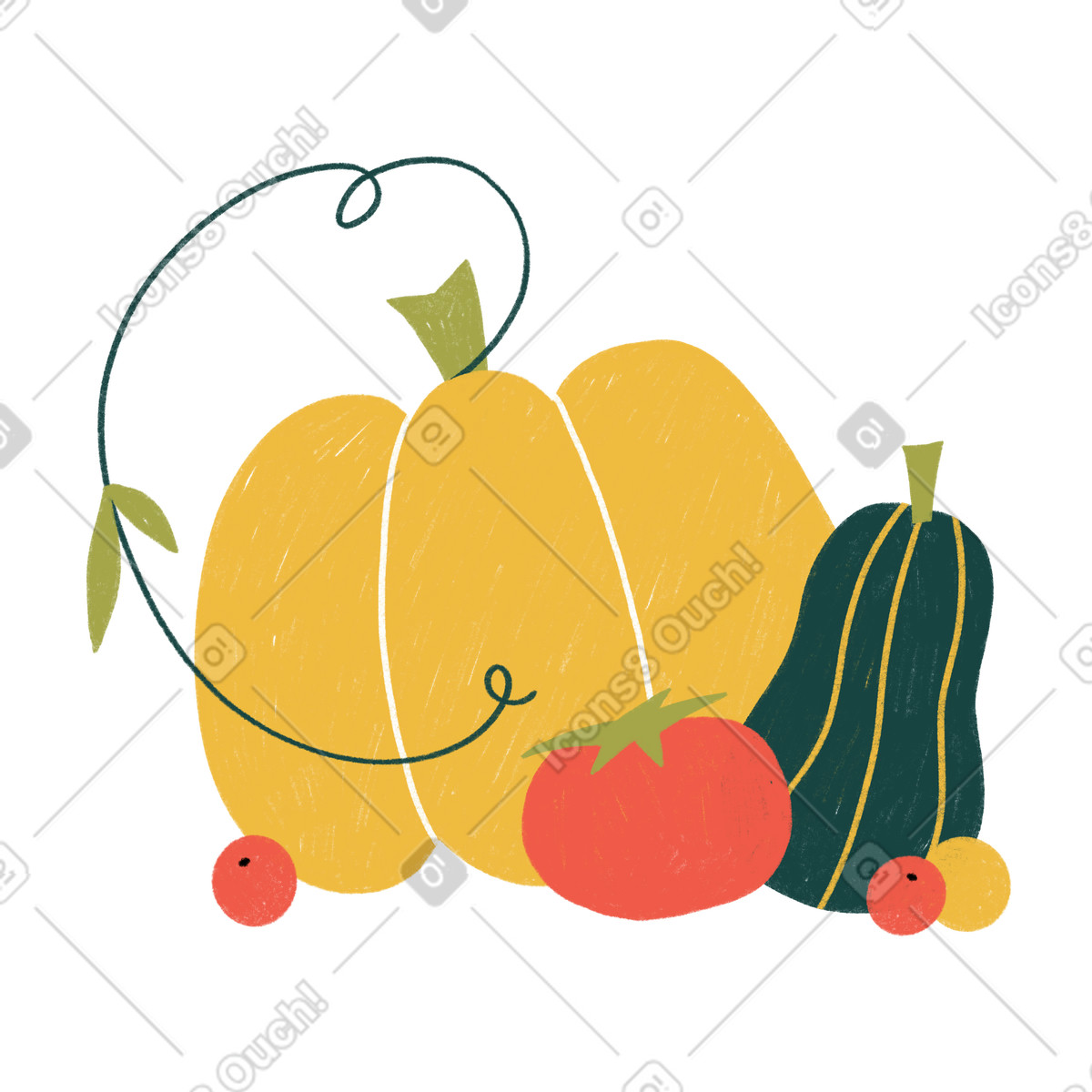 Ilustración Pumpkins and tomatoes en estilo Tutti a descargar en PNG y SVG