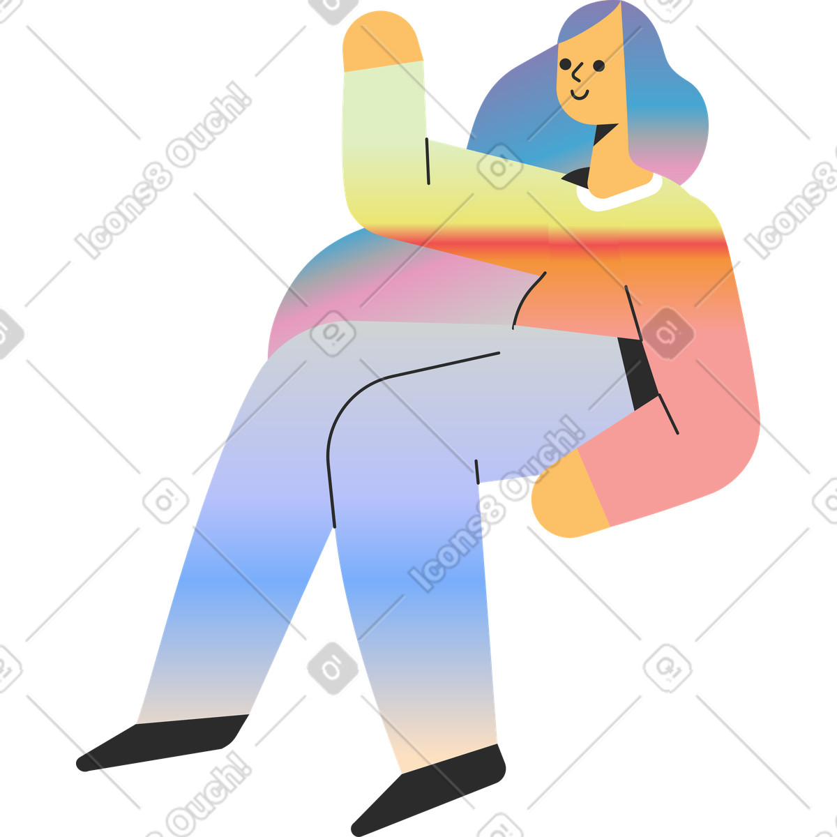 Ilustración Niña sentada en estilo Marginalia a descargar en PNG y SVG