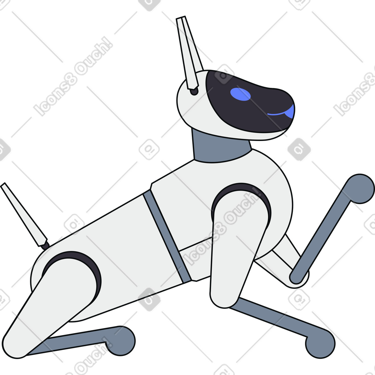 Ai pet robot with responsive behavior illustration in Teko style download in PNG, SVG