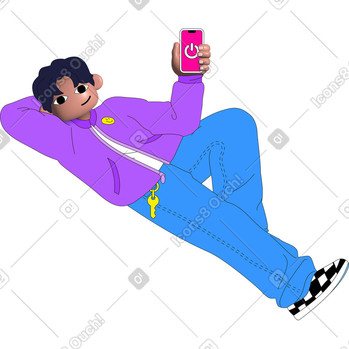 Ilustração de Man holding a phone em no estilo Pop para baixar em PNG, SVG