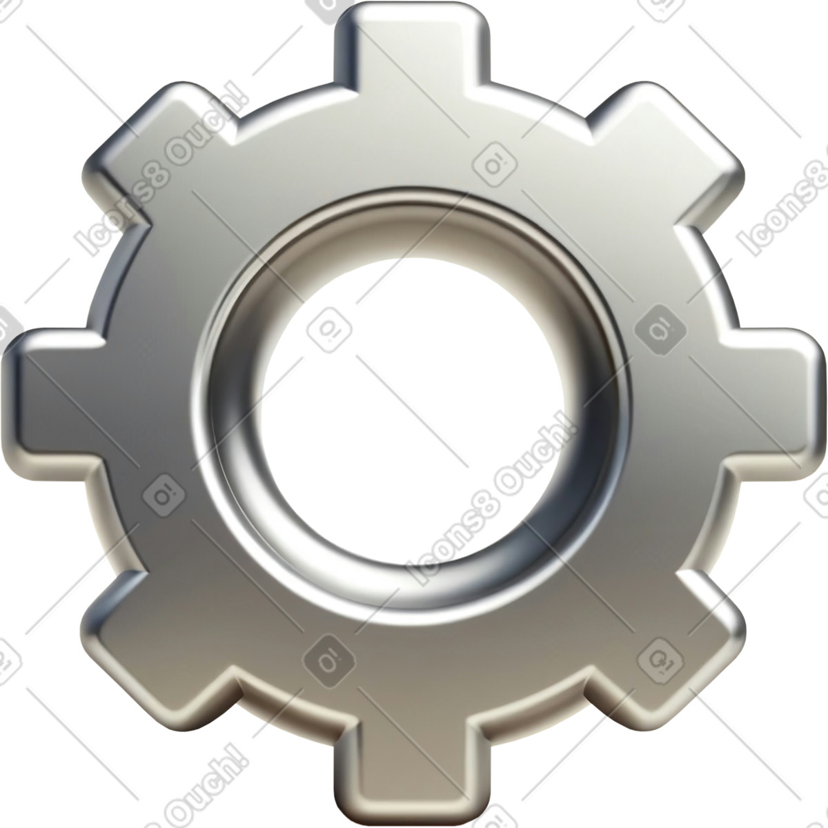 Silbernes zahnrad-Illustration im 3D Mini-Stil als Download in PNG, SVG