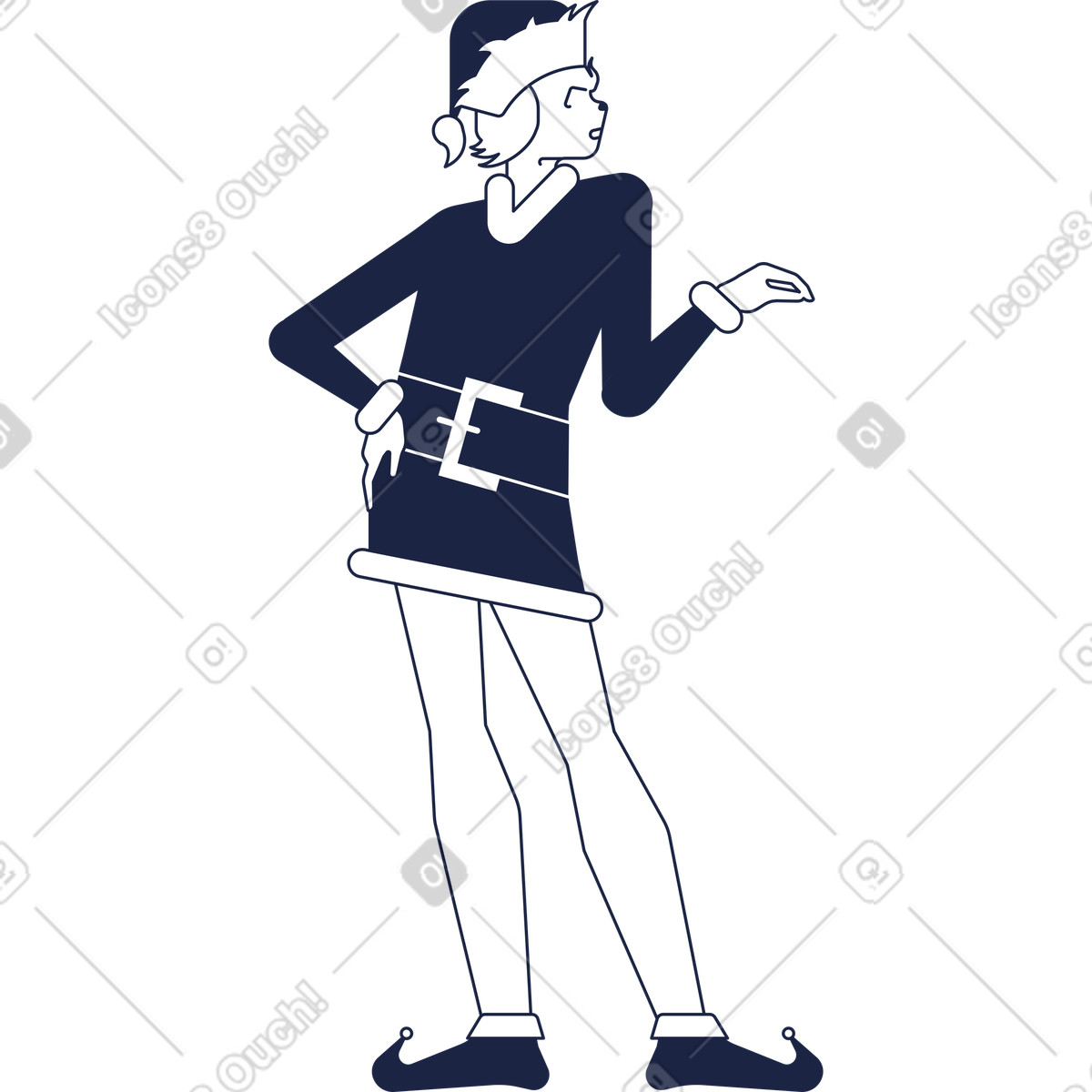 Christmas character-Illustration im Urban Line-Stil als Download in PNG, SVG