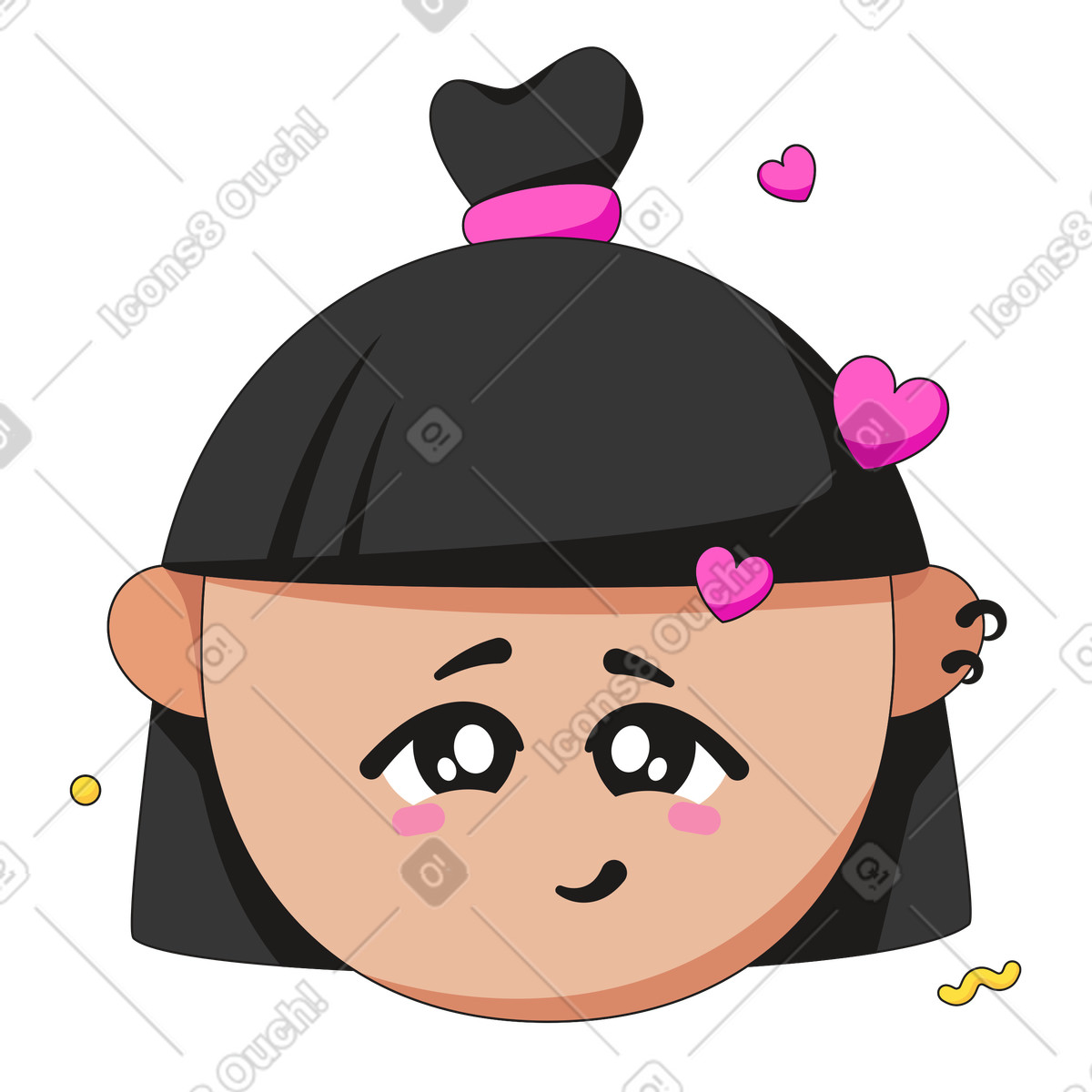 Ilustración Cara con corazones en estilo Moji a descargar en PNG y SVG