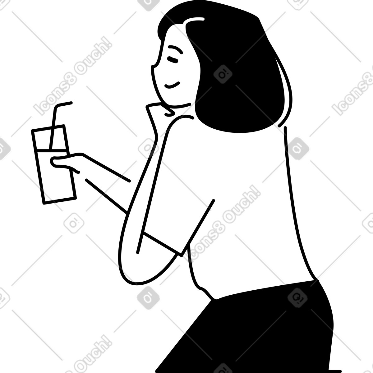 Woman with a glass illustration in Weekday style download in PNG, SVG