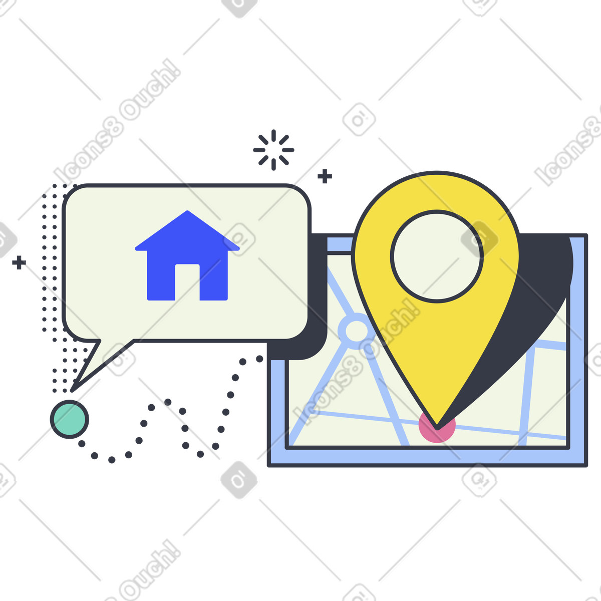 Accesso alla posizione da casa illustrazione in stile Abstract scarica in PNG, SVG