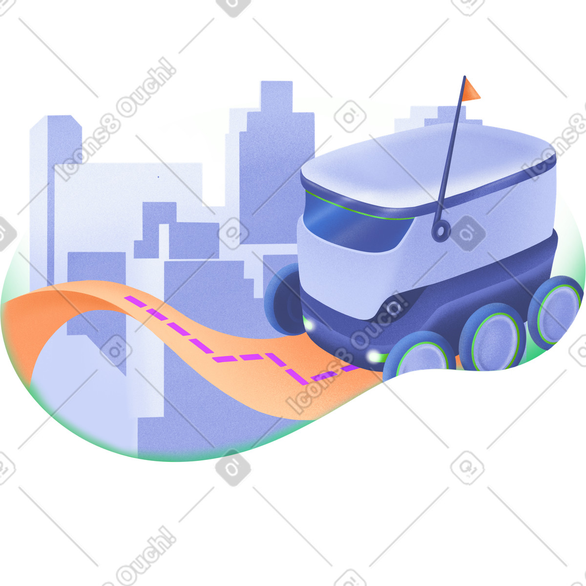 Ilustração de Delivery robot with background em no estilo Smart para baixar em PNG, SVG