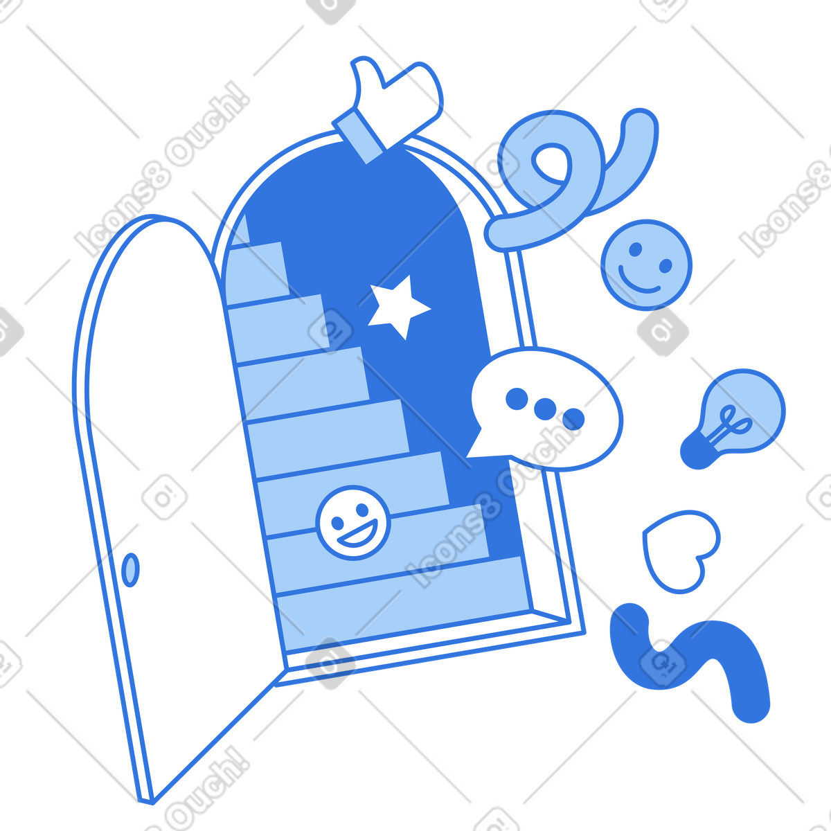 Open door representing access to opportunities illustration in Sky style download in PNG, SVG