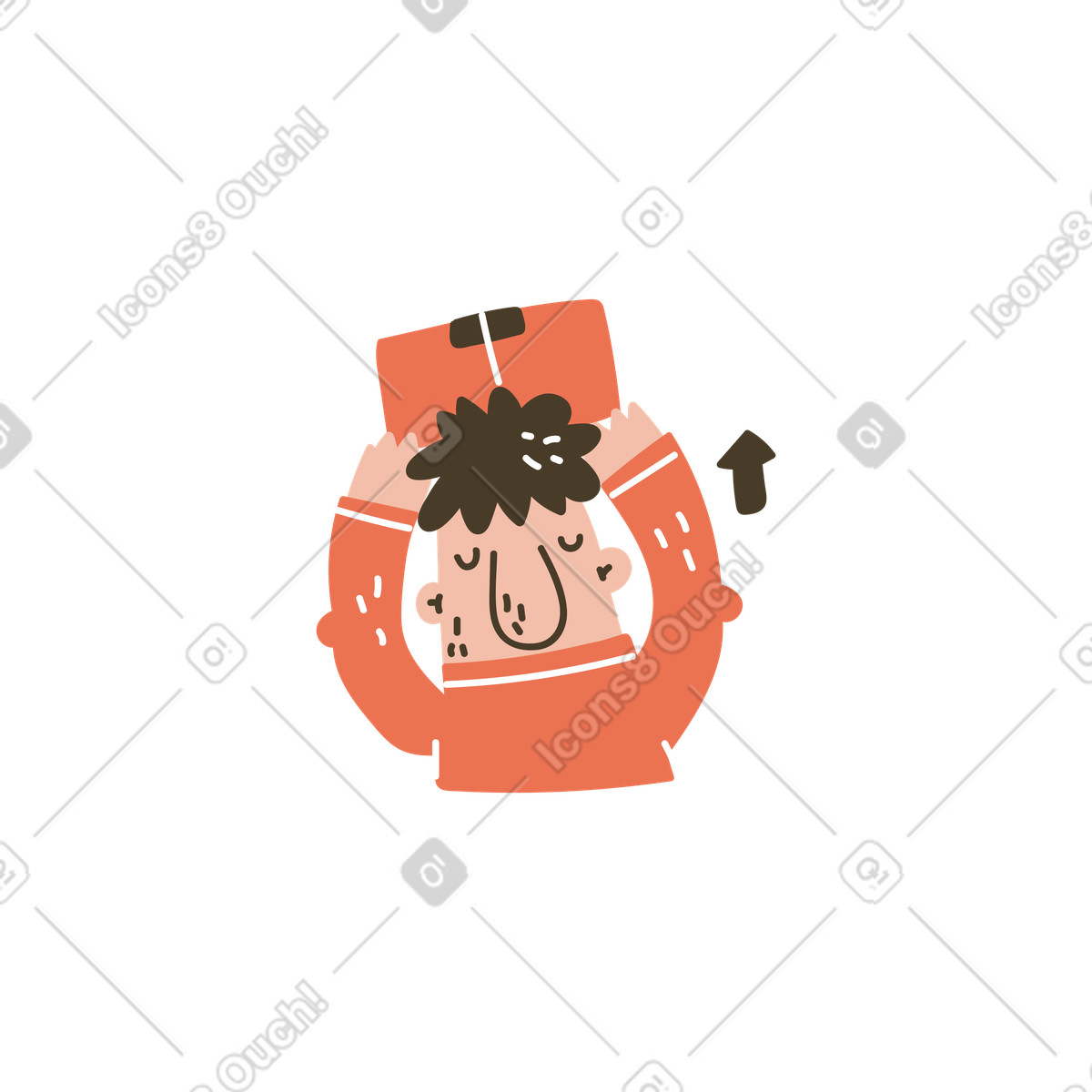 Illustration Man lifting a box over his head dans le style Karlsson à télécharger aux formats PNG, SVG