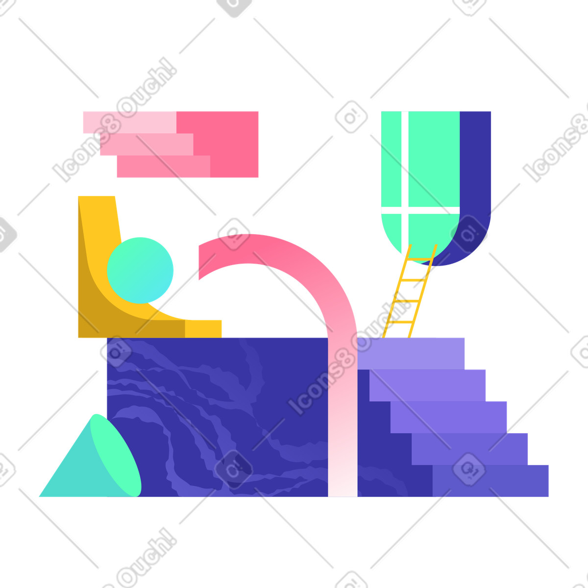 Forme astratte e scale illustrazione in stile Bright scarica in PNG, SVG