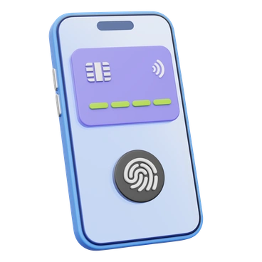 A smartphone with a fingerprint sensor - 3D Playful style illustration