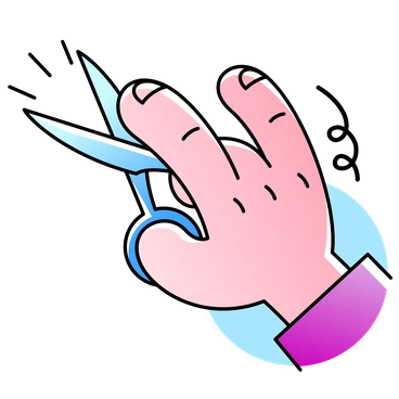 A hand holding a pair of scissors - Pocus style illustration