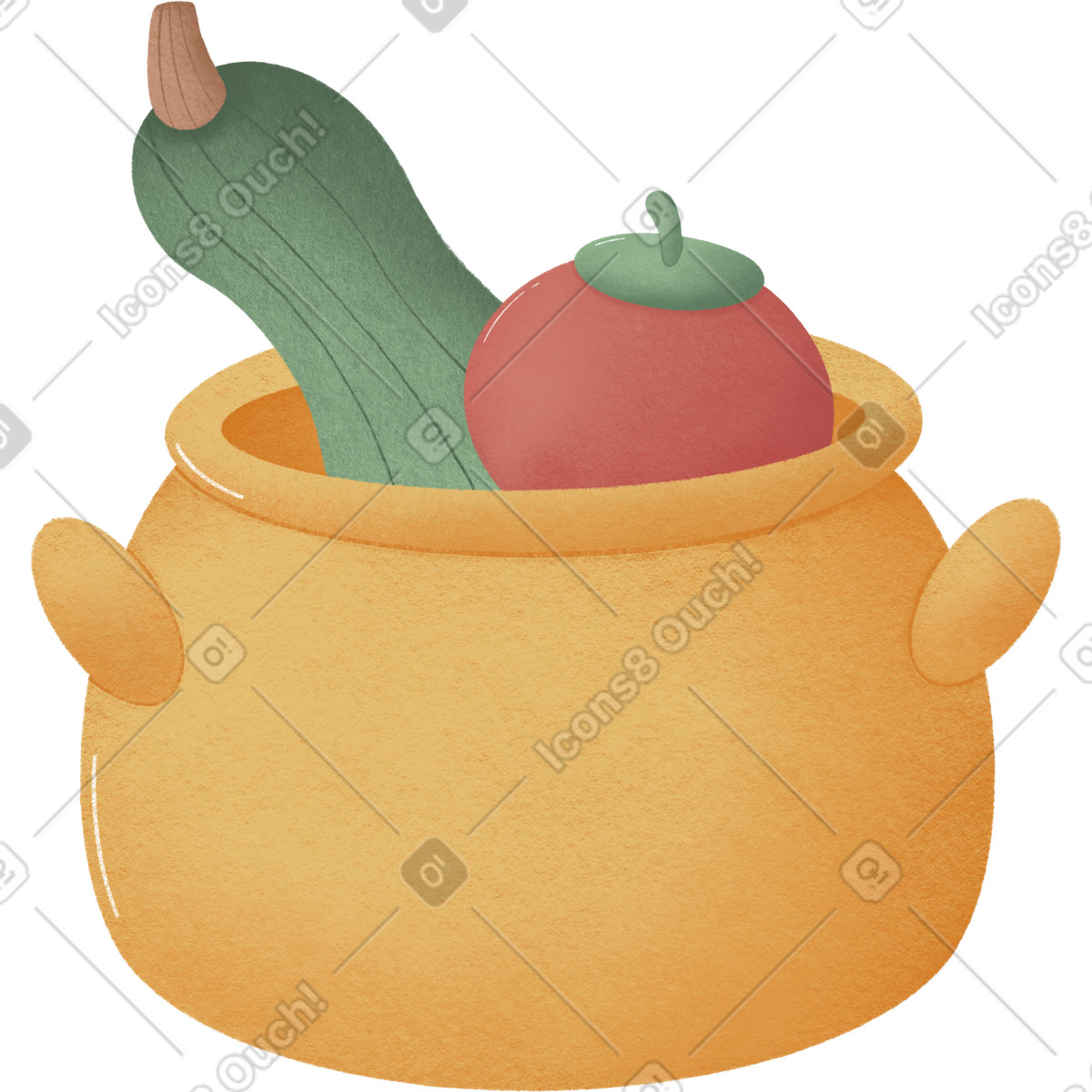 Pot with vegetables illustration in Woolly style download in PNG, SVG