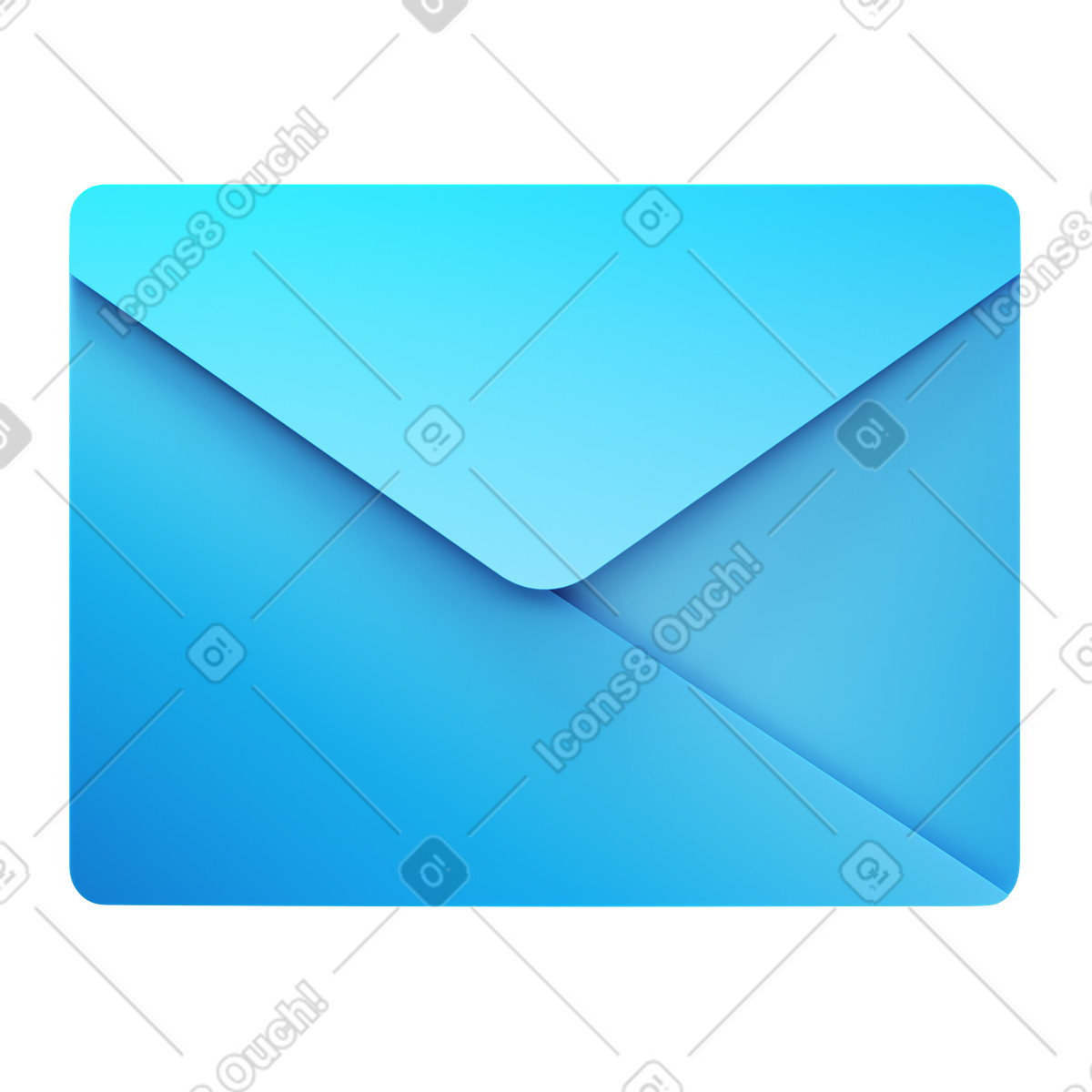Blue envelope illustration in 3D Fluency style download in PNG, SVG