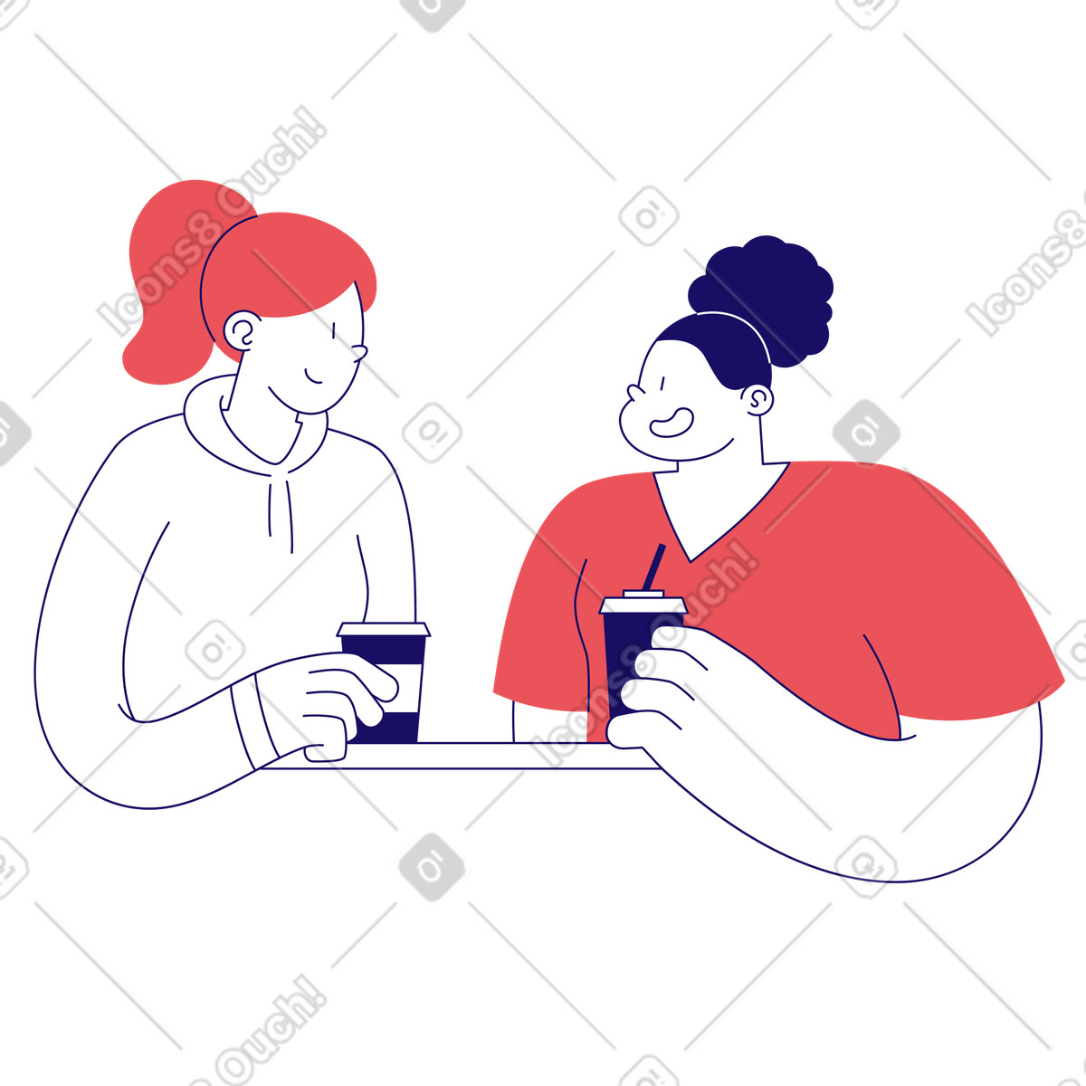 Meeting of two friends illustration in Bendy style download in PNG, SVG
