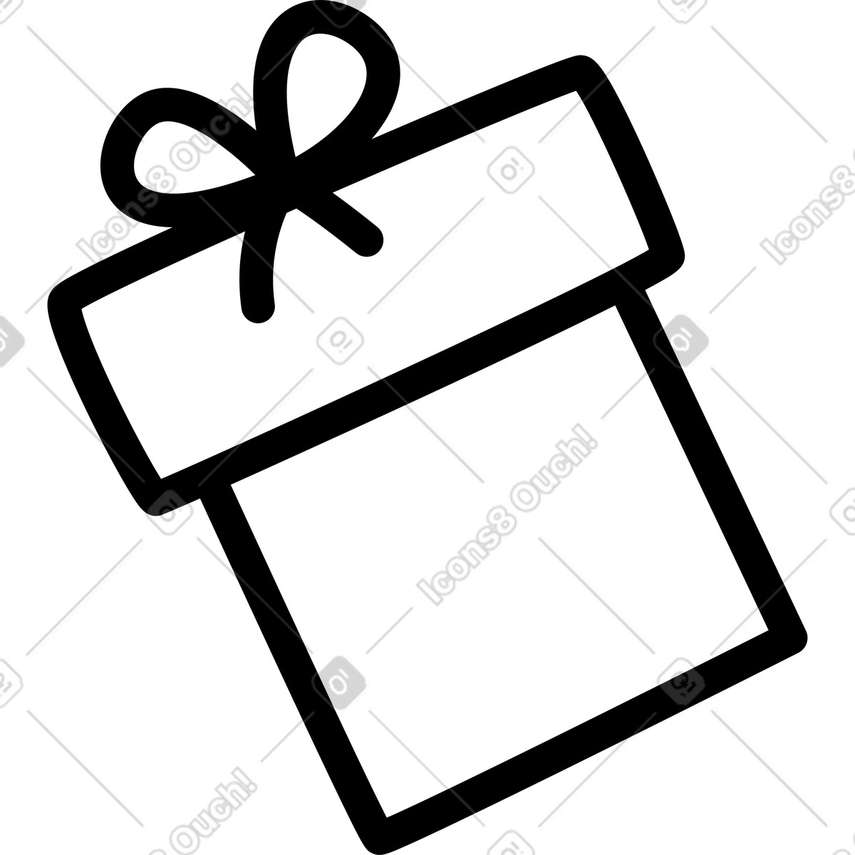 Ilustración Gift box icon with open lid and simple ribbon detail en estilo Notion Line Art a descargar en PNG y SVG