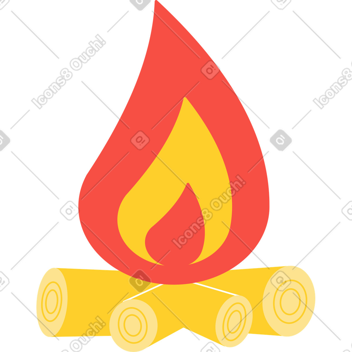 Illustration animée Feu avec du bois de chauffage dans le style Sammy à télécharger aux formats GIF, Lottie (JSON), AE