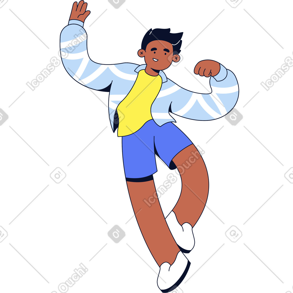 Ilustración Hombre feliz saltando en estilo Flexy a descargar en PNG y SVG