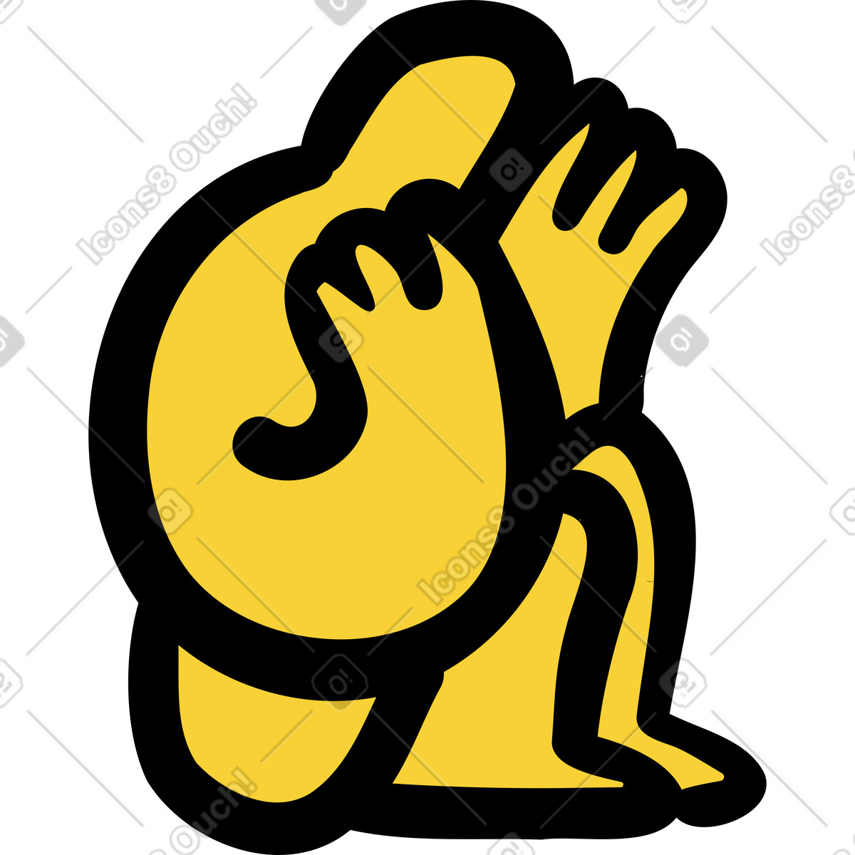 Yellow person sitting with his hands on knees illustration in Wiggle style download in PNG, SVG