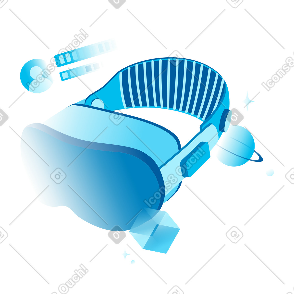 VR headset illustration showcasing virtual environments and gaming clipart in high-quality graphics