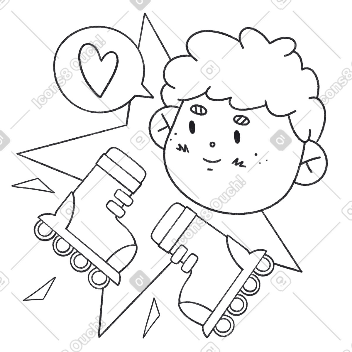 Hobbys für rollschuhlaufen im teenageralter-Illustration Bonbon Line-Stil als Download in PNG, SVG