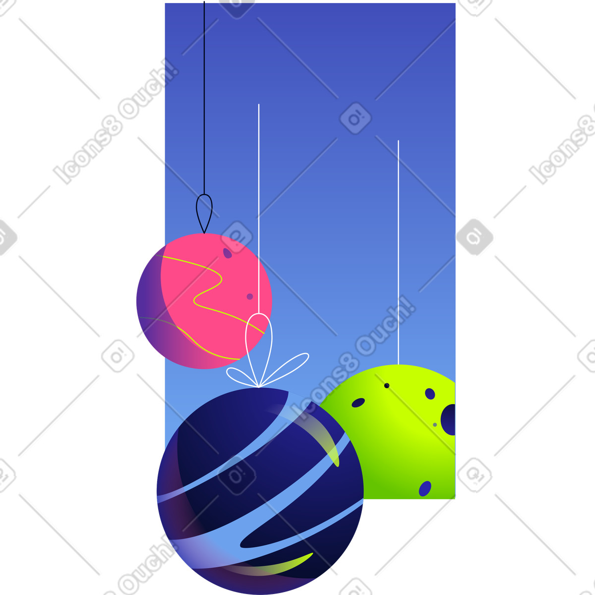 Illustration Background with big christmas balls dans le style Space à télécharger aux formats PNG, SVG