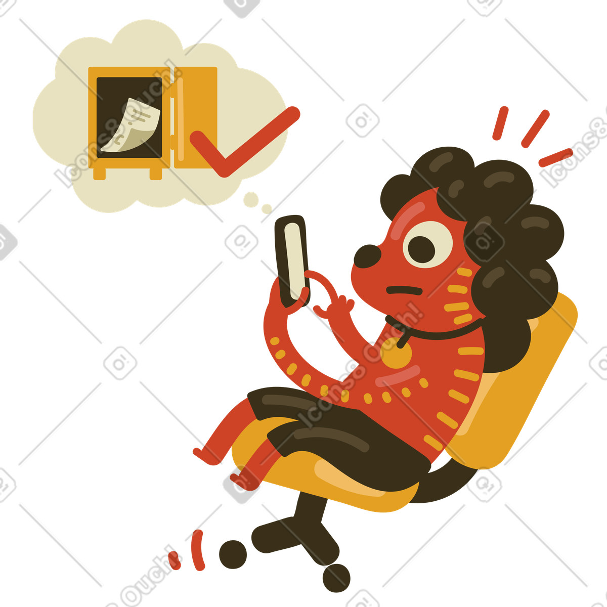 Illustration Personnage essayant de protéger des informations dans le style Arabica à télécharger aux formats PNG, SVG