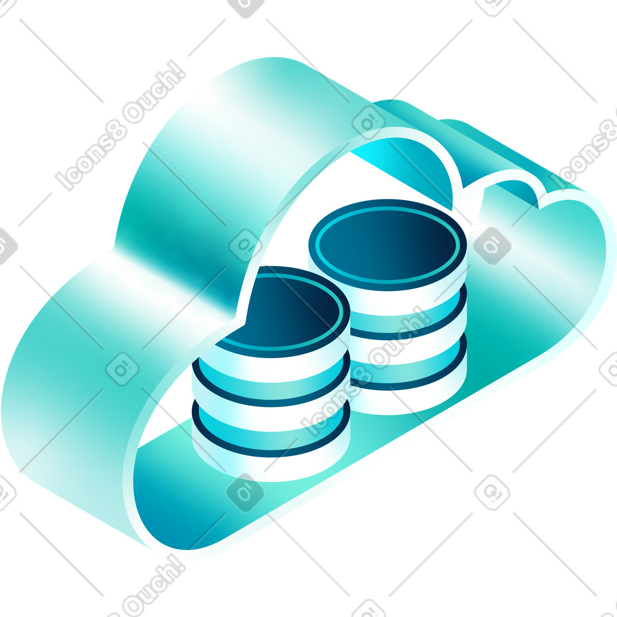 Cloud with data servers illustration in PNG, SVG