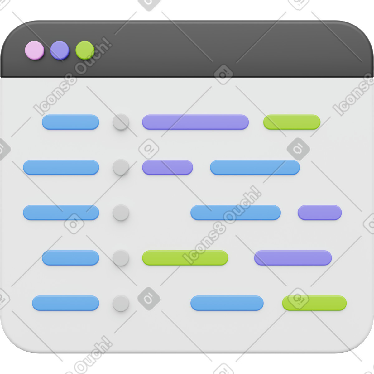 Code editor, programming interface, software development illustration in PNG, SVG