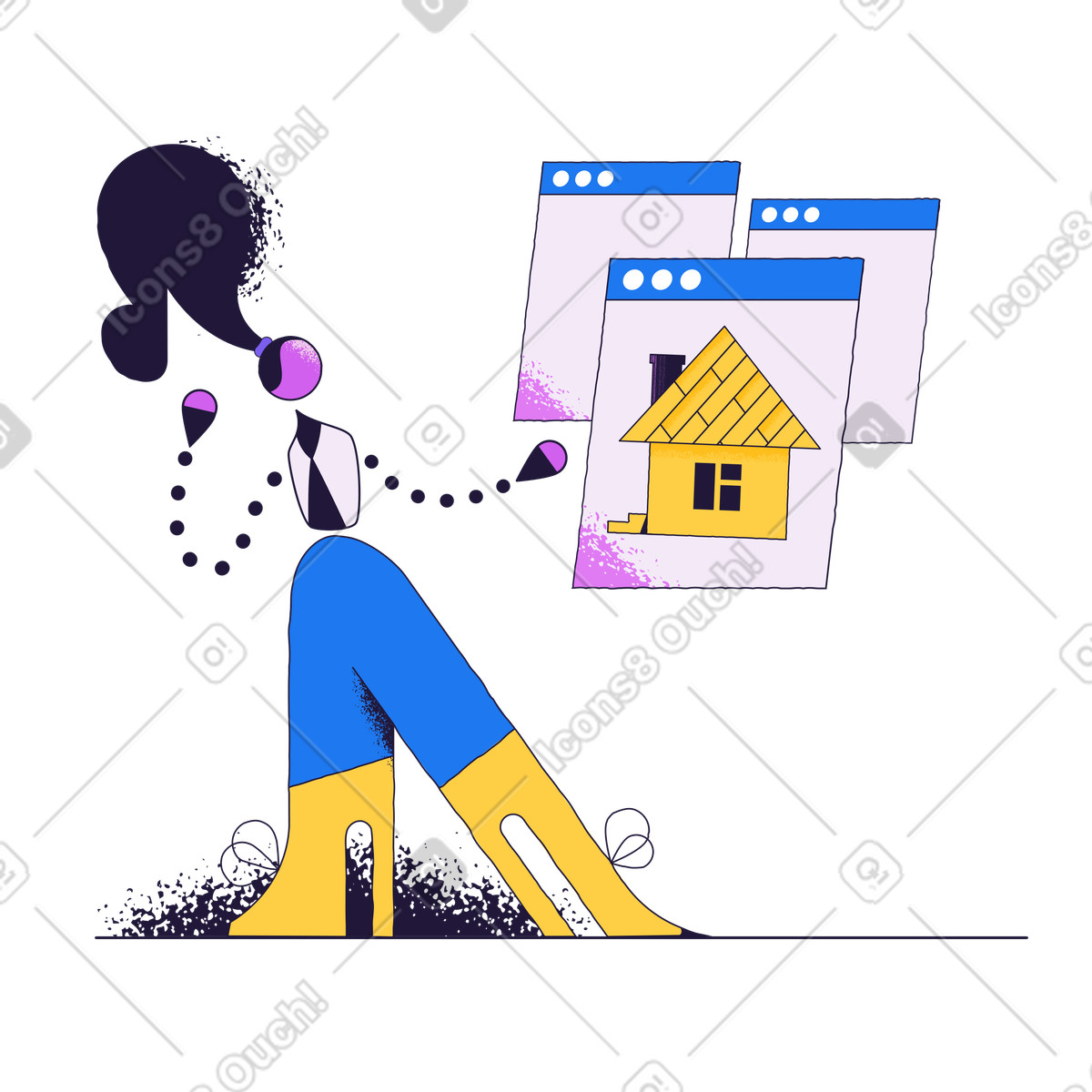 Ilustração de Online real estate agent em no estilo Conifer para baixar em PNG, SVG