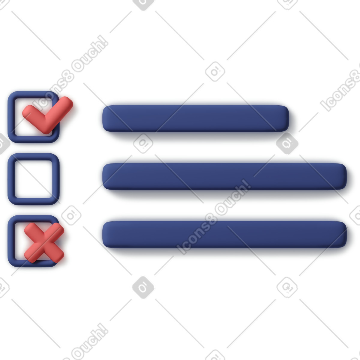 Illustration Checklist with one done item and not dans le style 3D Business à télécharger aux formats PNG, SVG