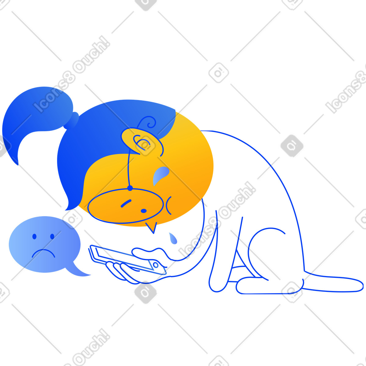 Nessun messaggio illustrazione animata in stile Buddy scaricabile in GIF, Lottie (JSON), AE