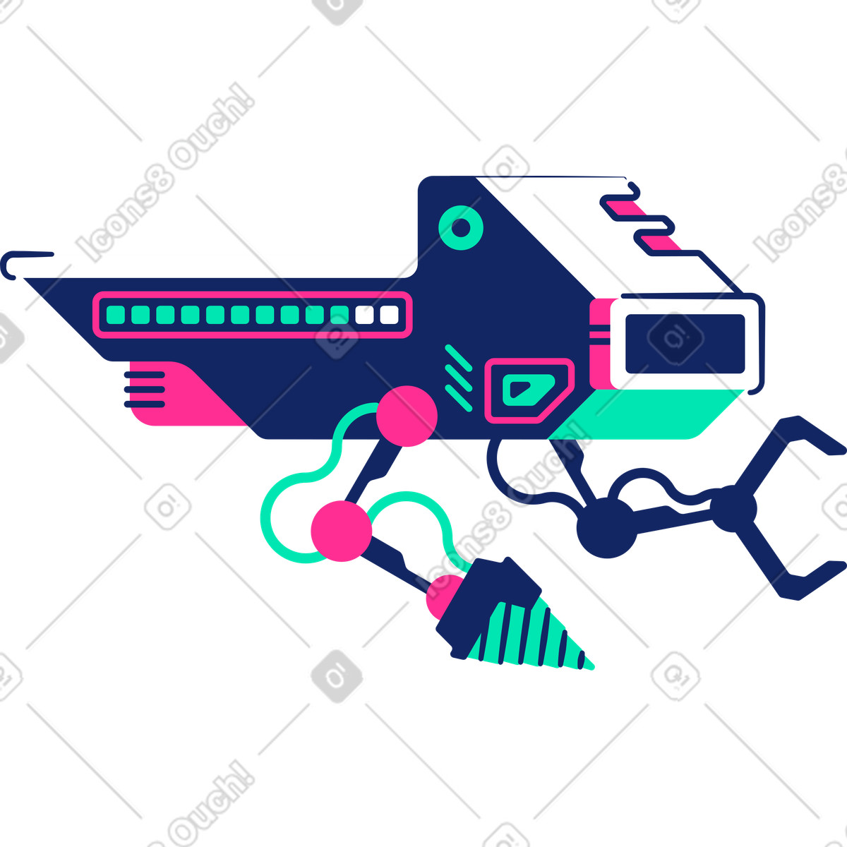 Roboter-Illustration im Cyborg-Stil als Download in PNG, SVG