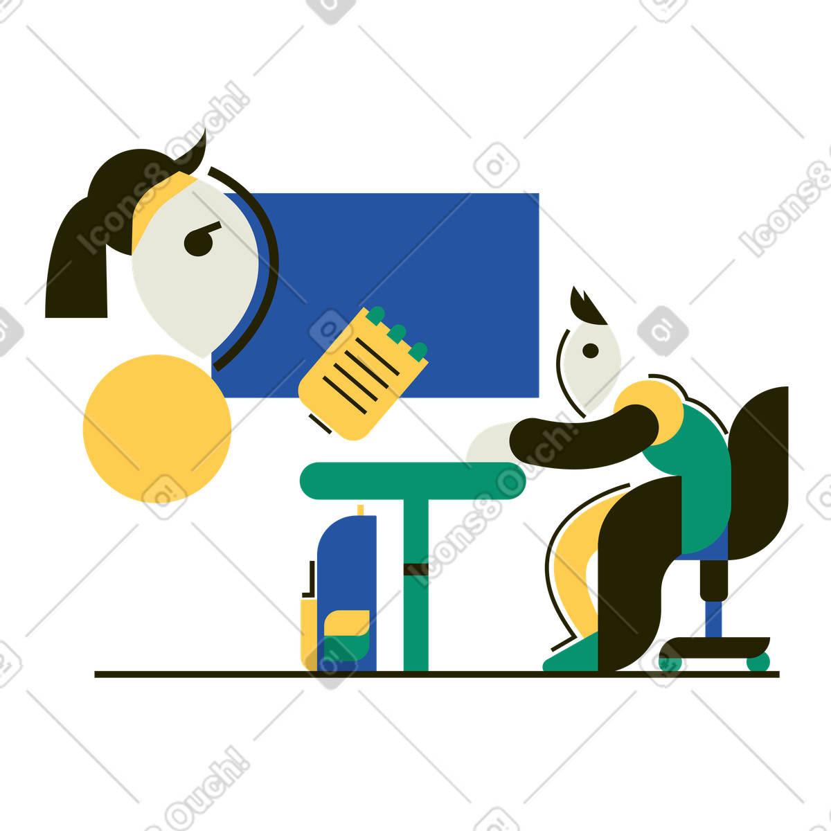 Illustration Étudiant et enseignant en classe dans le style Spot à télécharger aux formats PNG, SVG