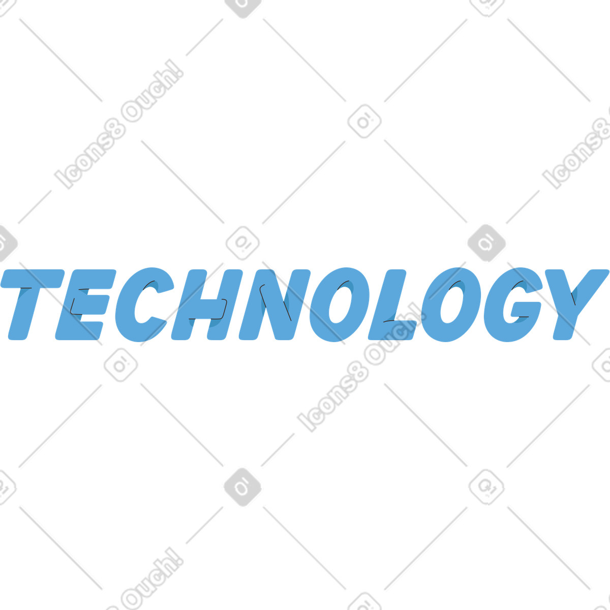 Ilustração de Lettering blue technology em no estilo Dizzy para baixar em PNG, SVG