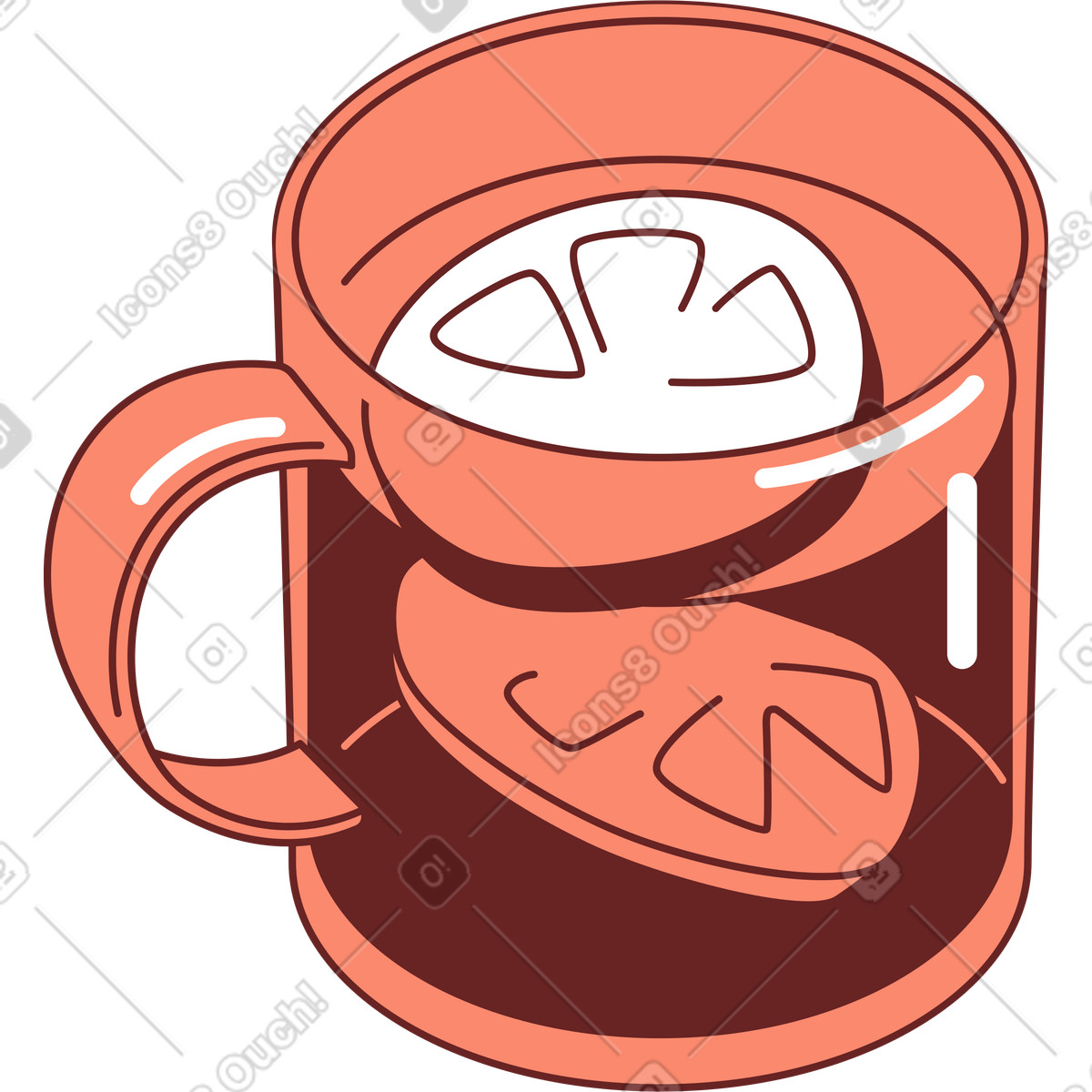 Zitronentee-Illustration im Storyline-Stil als Download in PNG, SVG