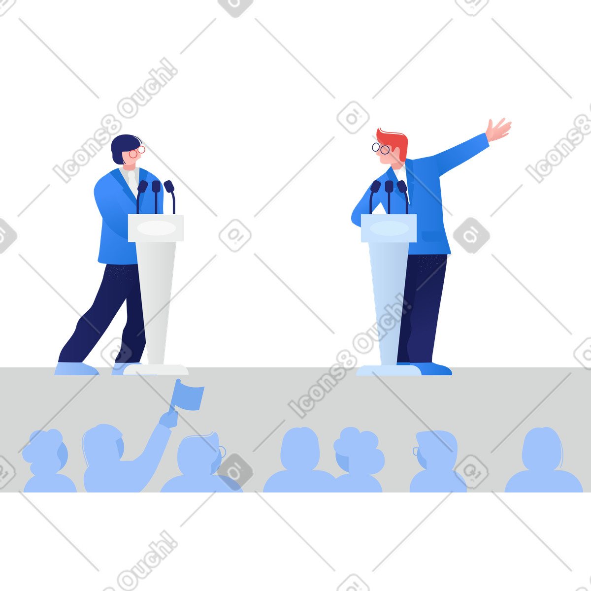 Ilustração de Homens envolvidos em debates políticos no estilo Clip para baixar PNG, SVG