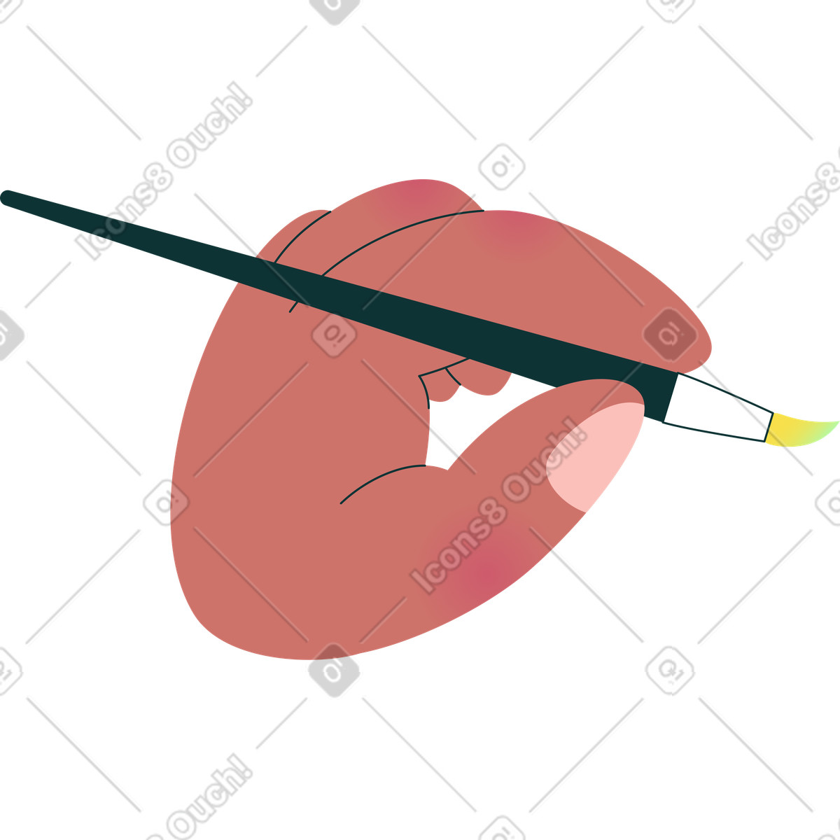 Illustration Main avec pinceau dans le style Florid à télécharger aux formats PNG, SVG