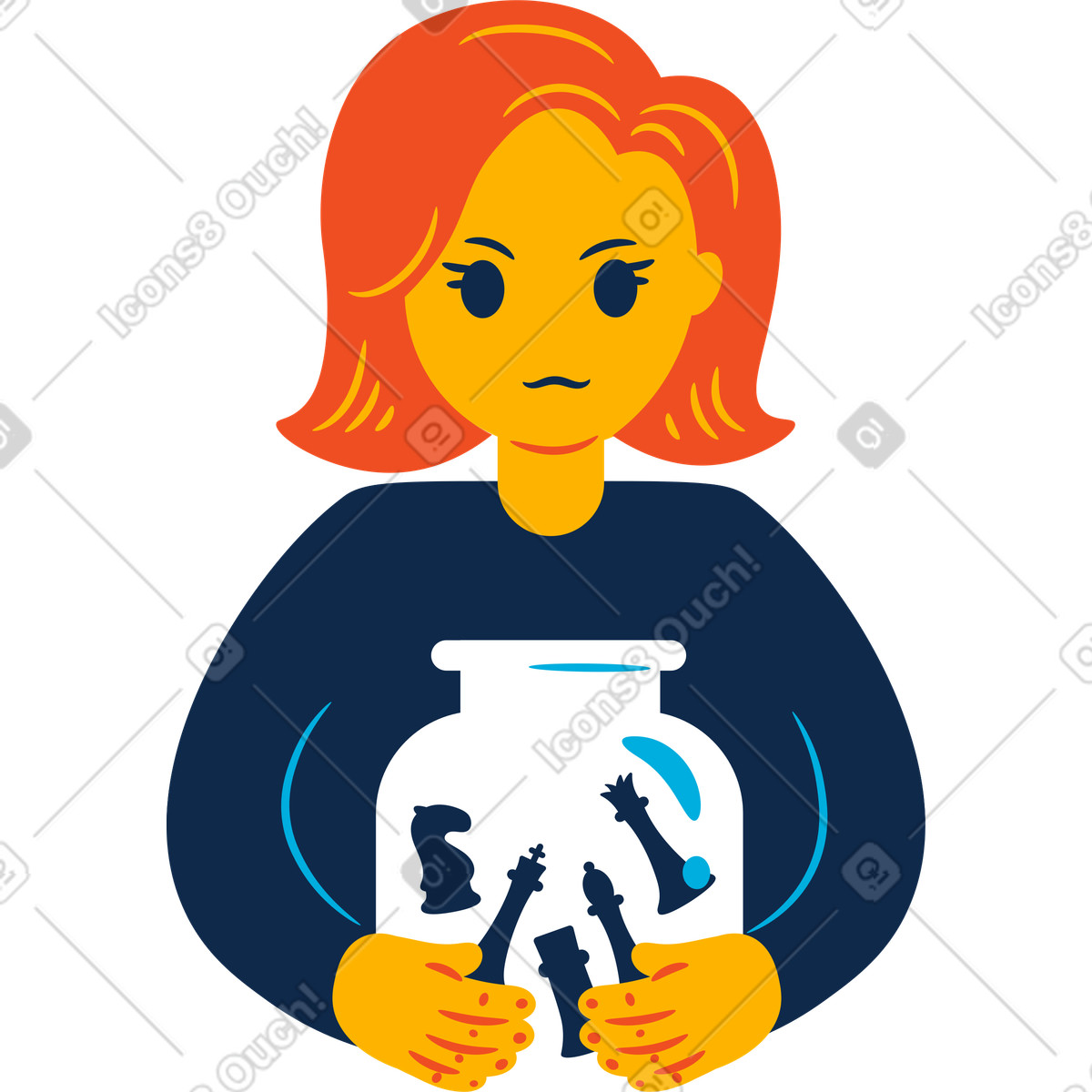 下载 Flame 风格的 Woman playing chess 插画，支持 PNG、SVG 格式