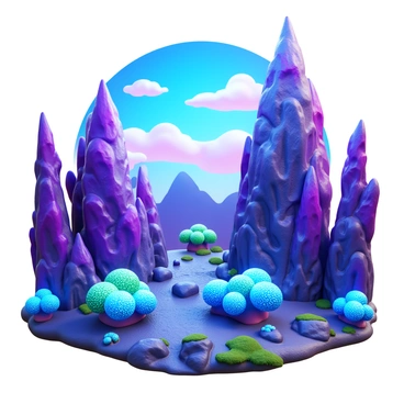A vivid alien landscape featuring unusual rock formations with sharp angles and vibrant colors. The rocks are textured with intricate patterns and some have a crystalline appearance. Scattered throughout the terrain, there are clusters of glowing flora emitting soft, ethereal light in shades of blue and green. The ground is uneven, with patches of luminescent moss interspersed among the rocky outcrops. In the background, a sky filled with swirling clouds in various hues adds to the otherworldly atmosphere.